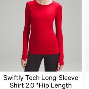 lululemon athletica dark Red Swiftly Tech 2.0 hip length Long-Sleeve Shirt